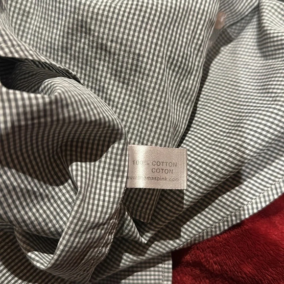 Thomas PINK Shirt Dress Button Down Super Slim checkered Long Sleeve shirt - Picture 7 of 12